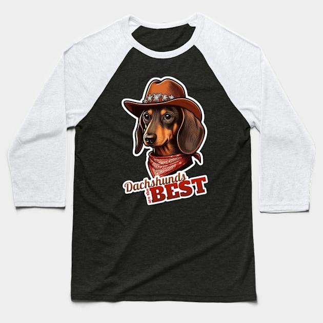 Cowboy Dachshund Baseball T-Shirt by k9-tee